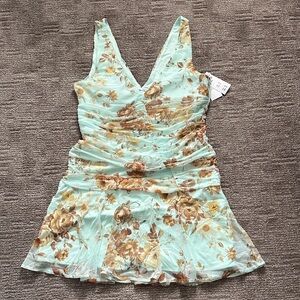 Abercrombie & Fitch Floral Mini Dress - Mint and Brown